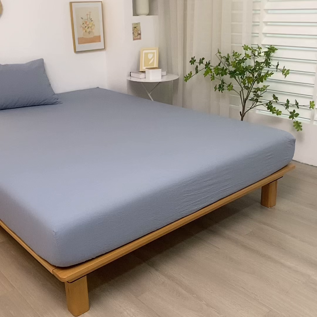 91家纺网 家纺一手货源 找家纺 千姿梦 2025新款全棉水洗棉四件套 天蓝