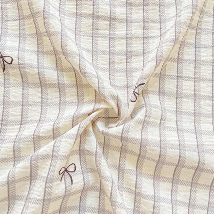 91家纺网 家纺一手货源 找家纺 夜笙家纺 2025新款110克水洗棉双层纱单床单系列 蝴蝶结