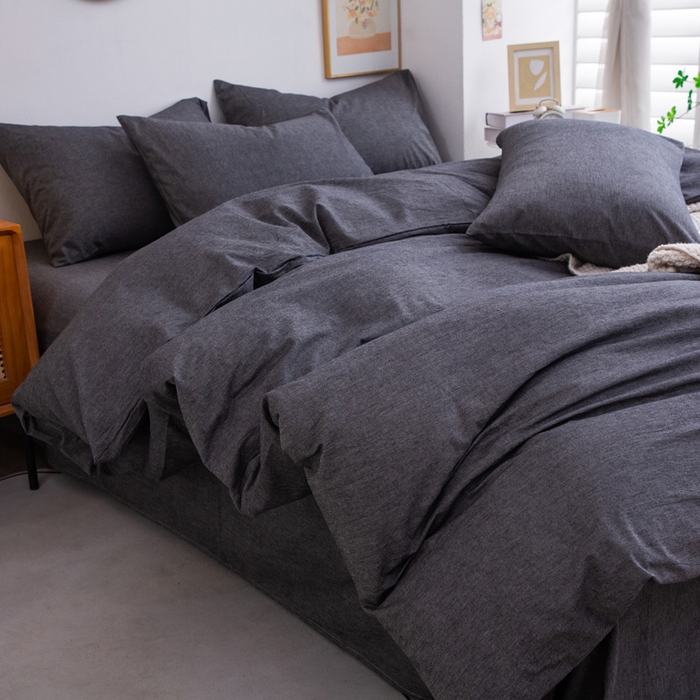 91家纺网 家纺一手货源 找家纺 千姿梦 2025新款全棉水洗棉四件套 深灰