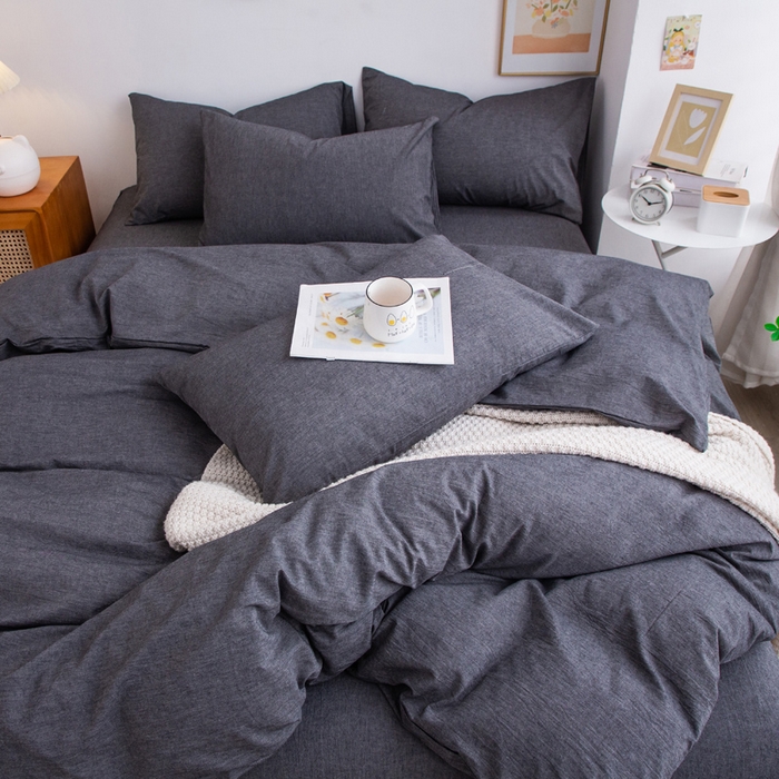 91家纺网 家纺一手货源 找家纺 千姿梦 2025新款全棉水洗棉四件套 深灰