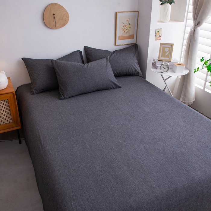 91家纺网 家纺一手货源 找家纺 千姿梦 2025新款全棉水洗棉四件套 深灰