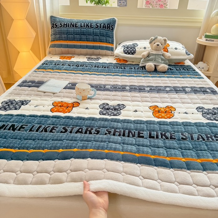 优品惠 2025新款牛奶绒床垫床褥垫子床护垫冬季加绒加厚夹棉床盖 都市潮熊