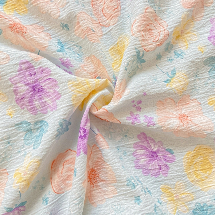 91家纺网 家纺一手货源 找家纺 夜笙家纺 2025新款110克水洗棉双层纱单床单系列 花海-蓝