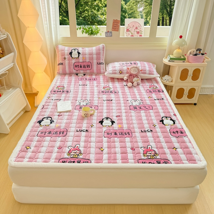 91家纺网 家纺一手货源 找家纺 优品惠 2025新款牛奶绒床垫床褥垫子床护垫冬季加绒加厚夹棉床盖 发财暴富