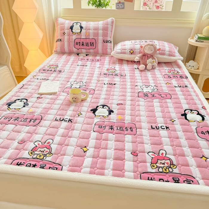 91家纺网 家纺一手货源 找家纺 优品惠 2025新款牛奶绒床垫床褥垫子床护垫冬季加绒加厚夹棉床盖 发财暴富