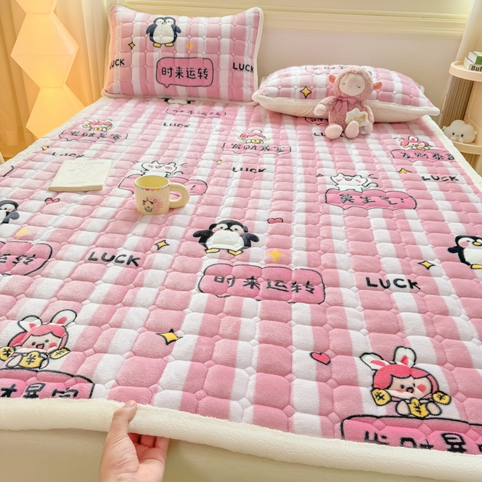 91家纺网 家纺一手货源 找家纺 优品惠 2025新款牛奶绒床垫床褥垫子床护垫冬季加绒加厚夹棉床盖 发财暴富