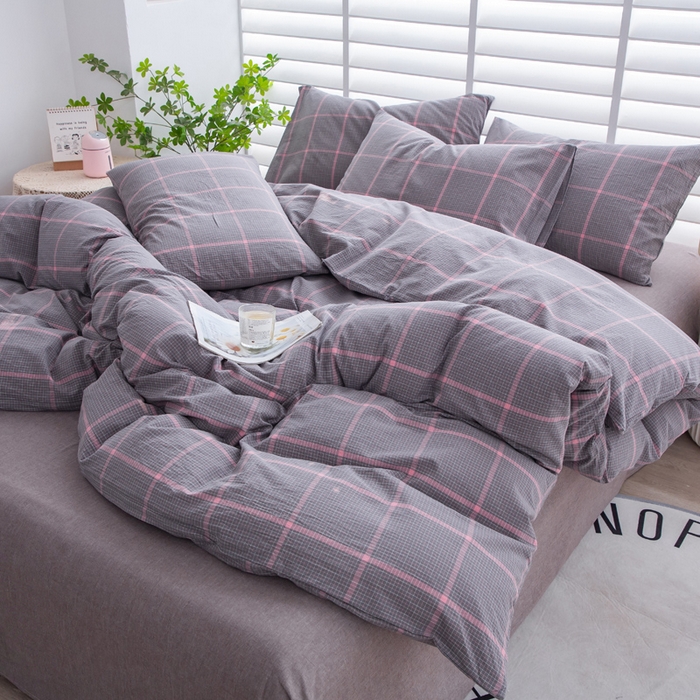 91家纺网 家纺一手货源 找家纺 千姿梦 2025新款全棉水洗棉四件套 韶华-灰