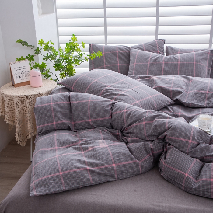 91家纺网 家纺一手货源 找家纺 千姿梦 2025新款全棉水洗棉四件套 韶华-灰