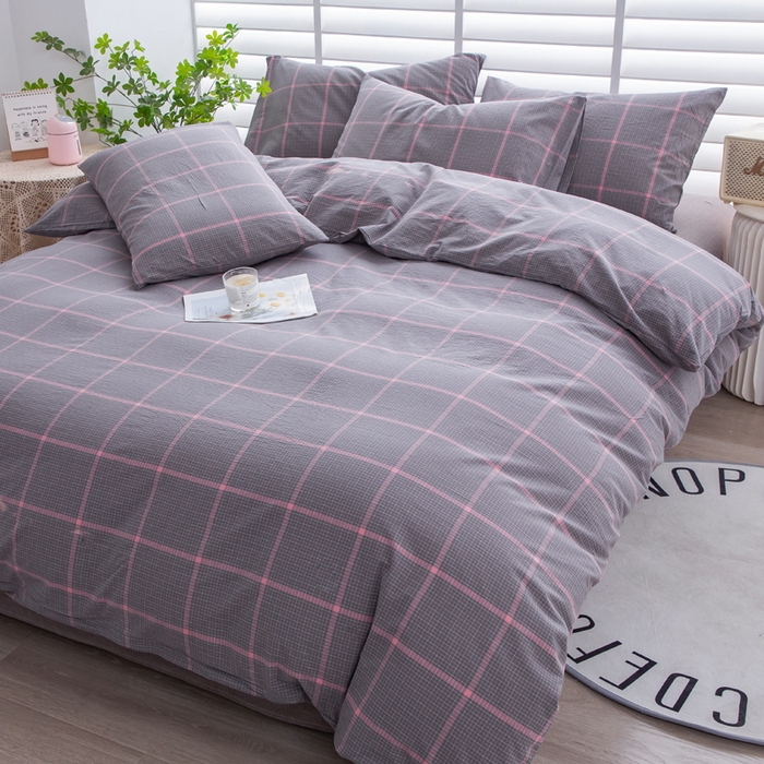 91家纺网 家纺一手货源 找家纺 千姿梦 2025新款全棉水洗棉四件套 韶华-灰