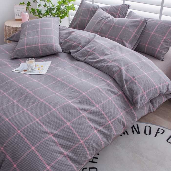 91家纺网 家纺一手货源 找家纺 千姿梦 2025新款全棉水洗棉四件套 韶华-灰