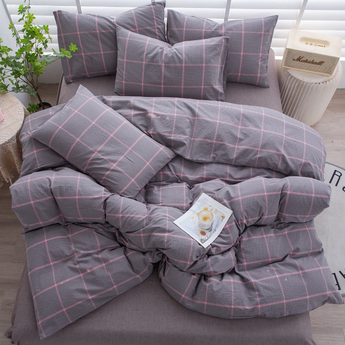 91家纺网 家纺一手货源 找家纺 千姿梦 2025新款全棉水洗棉四件套 韶华-灰