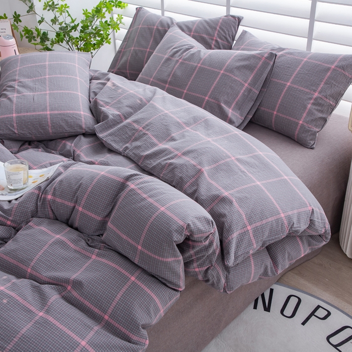 91家纺网 家纺一手货源 找家纺 千姿梦 2025新款全棉水洗棉四件套 韶华-灰