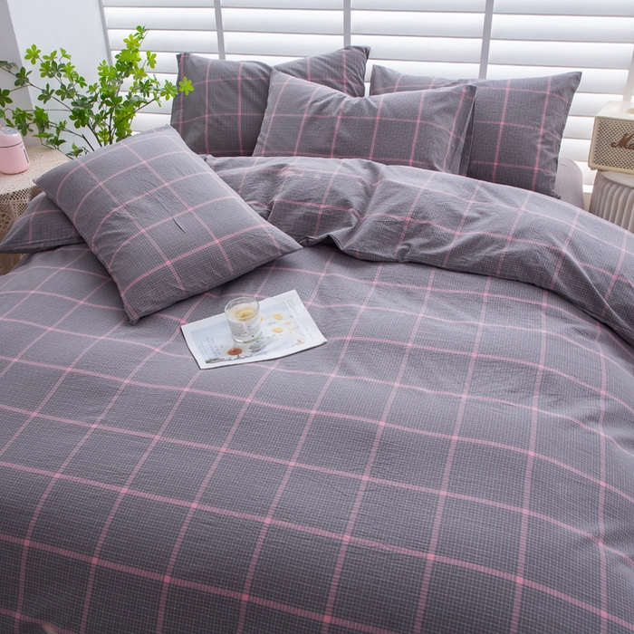 91家纺网 家纺一手货源 找家纺 千姿梦 2025新款全棉水洗棉四件套 韶华-灰