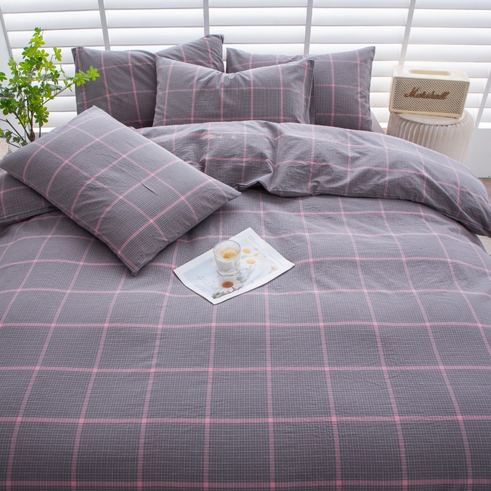 91家纺网 家纺一手货源 找家纺 千姿梦 2025新款全棉水洗棉四件套 韶华-灰