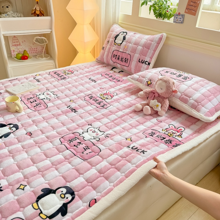 91家纺网 家纺一手货源 找家纺 优品惠 2025新款牛奶绒床垫床褥垫子床护垫冬季加绒加厚夹棉床盖 发财暴富