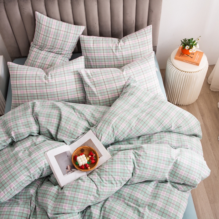 91家纺网 家纺一手货源 找家纺 千姿梦 2025新款全棉水洗棉四件套 乔曼-绿