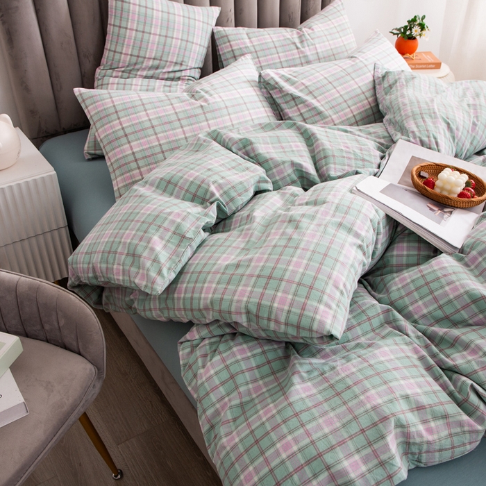 91家纺网 家纺一手货源 找家纺 千姿梦 2025新款全棉水洗棉四件套 乔曼-绿