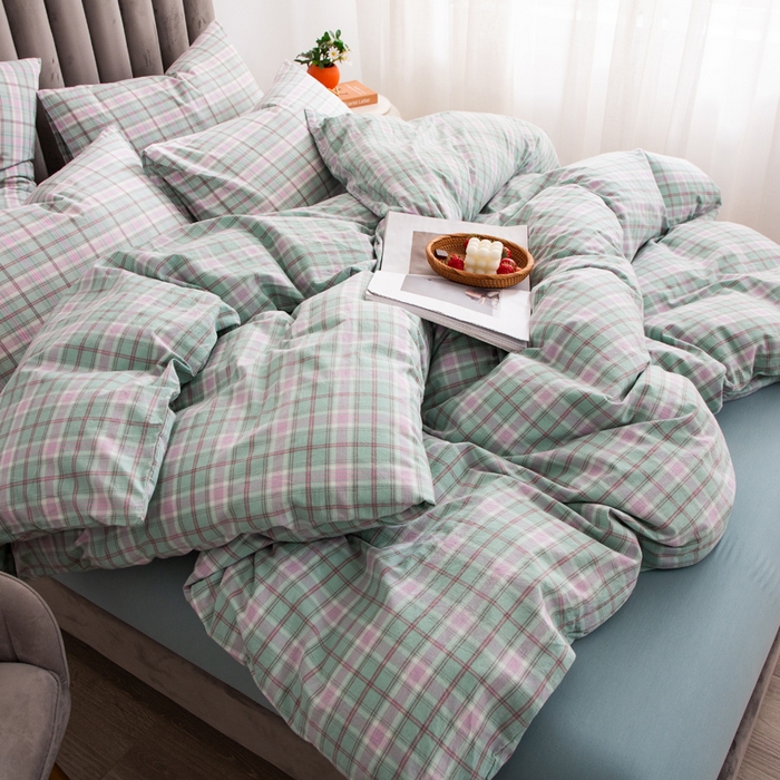 91家纺网 家纺一手货源 找家纺 千姿梦 2025新款全棉水洗棉四件套 乔曼-绿