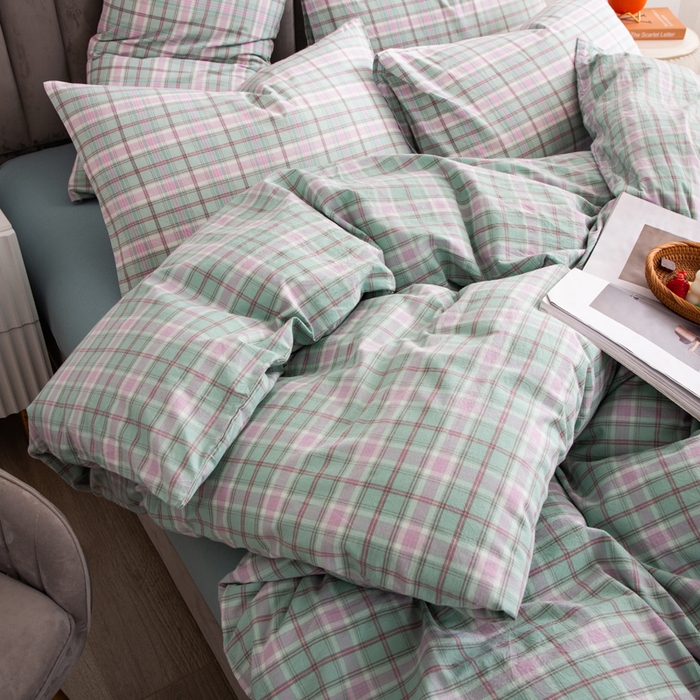 91家纺网 家纺一手货源 找家纺 千姿梦 2025新款全棉水洗棉四件套 乔曼-绿