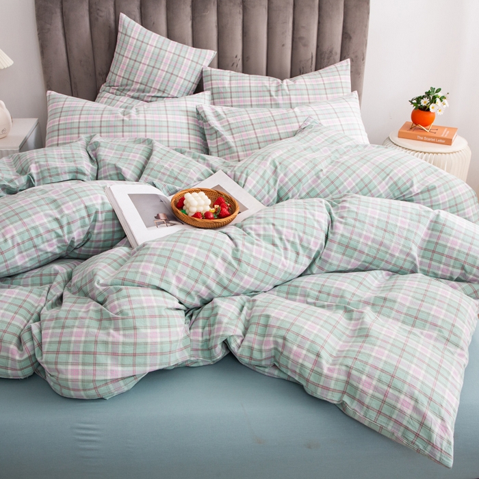 91家纺网 家纺一手货源 找家纺 千姿梦 2025新款全棉水洗棉四件套 乔曼-绿