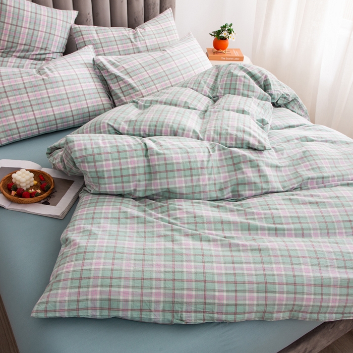 91家纺网 家纺一手货源 找家纺 千姿梦 2025新款全棉水洗棉四件套 乔曼-绿