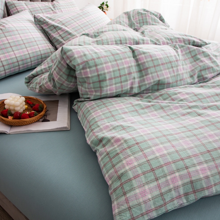 91家纺网 家纺一手货源 找家纺 千姿梦 2025新款全棉水洗棉四件套 乔曼-绿