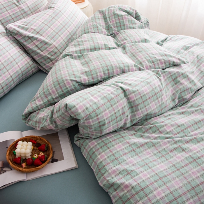 91家纺网 家纺一手货源 找家纺 千姿梦 2025新款全棉水洗棉四件套 乔曼-绿