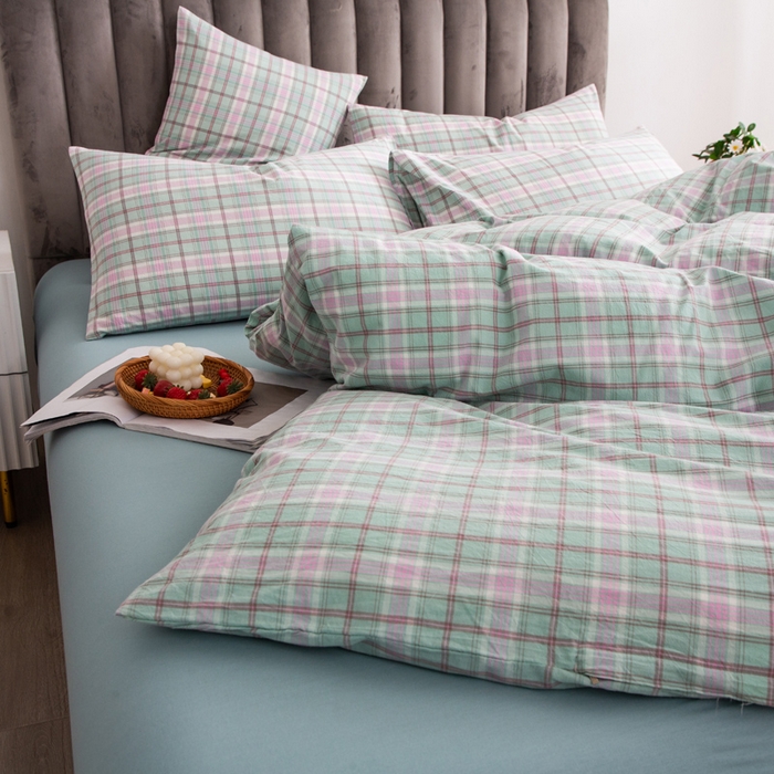 91家纺网 家纺一手货源 找家纺 千姿梦 2025新款全棉水洗棉四件套 乔曼-绿