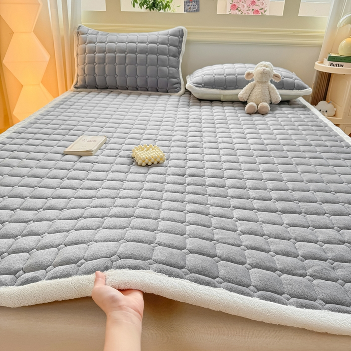 优品惠 2025新款牛奶绒床垫床褥垫子床护垫冬季加绒加厚夹棉床盖 高级灰