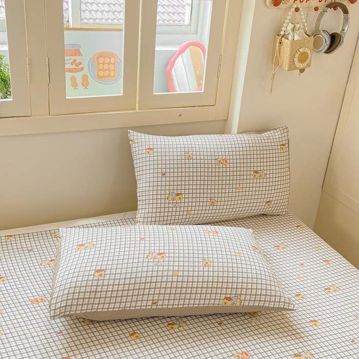 91家纺网 家纺一手货源 找家纺 夜笙家纺 2025新款110克水洗棉双层纱单床单系列 卡皮巴拉-咖