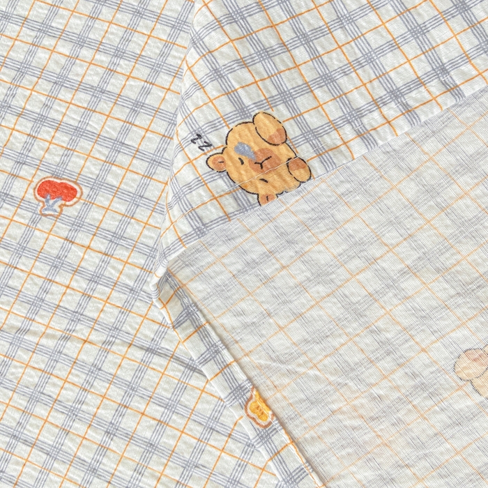 91家纺网 家纺一手货源 找家纺 夜笙家纺 2025新款110克水洗棉双层纱单床单系列 卡皮巴拉-蓝