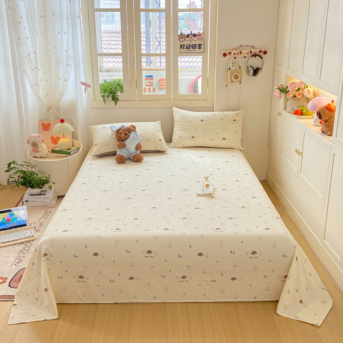 夜笙家纺 2025新款110克水洗棉双层纱单床单系列 快乐伙伴