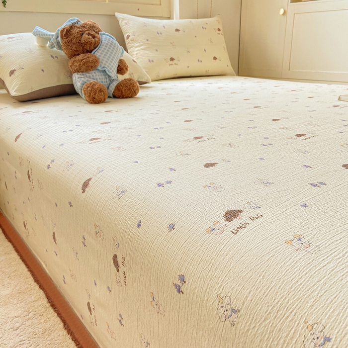 91家纺网 家纺一手货源 找家纺 夜笙家纺 2025新款110克水洗棉双层纱单床单系列 快乐伙伴