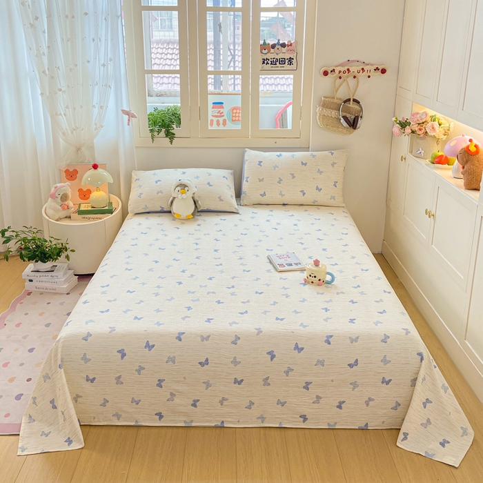 夜笙家纺 2025新款110克水洗棉双层纱单床单系列 兰黛