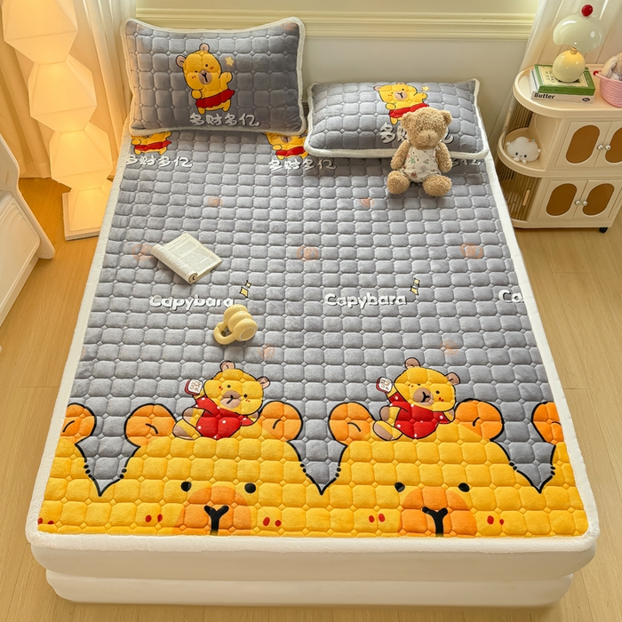 91家纺网 家纺一手货源 找家纺 优品惠 2025新款牛奶绒床垫床褥垫子床护垫冬季加绒加厚夹棉床盖 卡皮巴拉