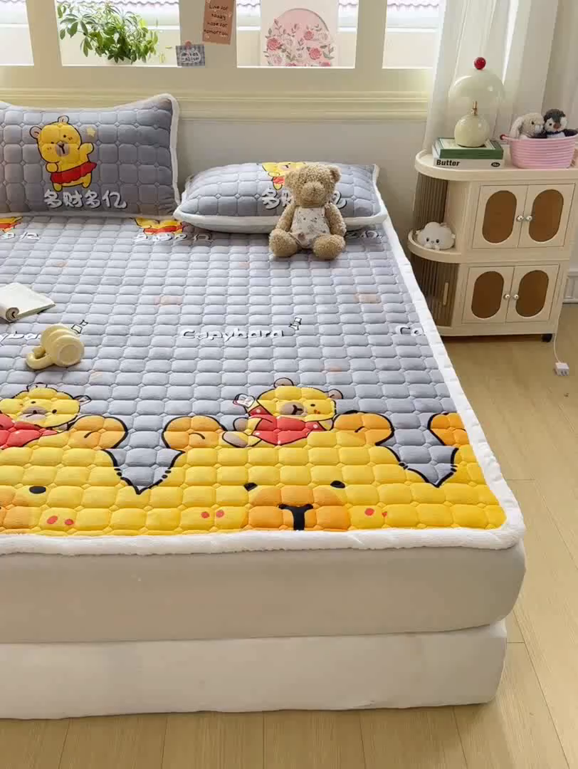 91家纺网 家纺一手货源 找家纺 优品惠 2025新款牛奶绒床垫床褥垫子床护垫冬季加绒加厚夹棉床盖 卡皮巴拉