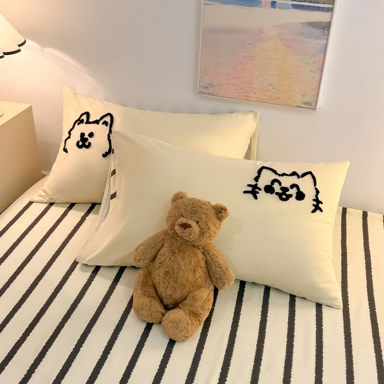 91家纺网 家纺一手货源 找家纺 （总）多乐家纺 2025新款卡通全棉磨毛毛巾绣单枕套