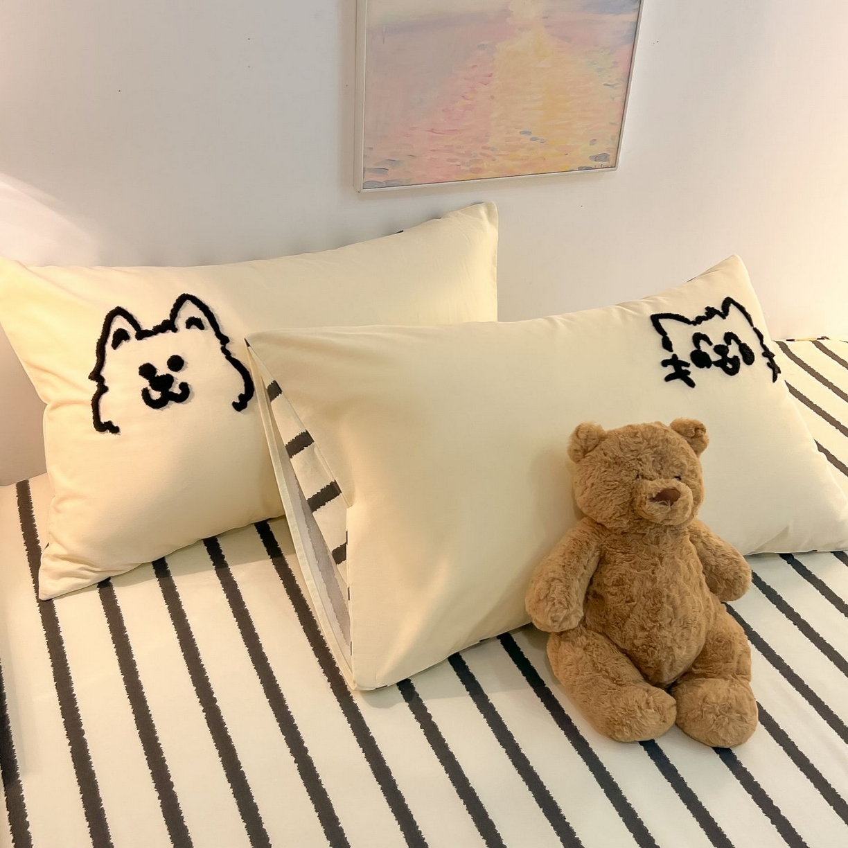 91家纺网 家纺一手货源 找家纺 （总）多乐家纺 2025新款卡通全棉磨毛毛巾绣单枕套