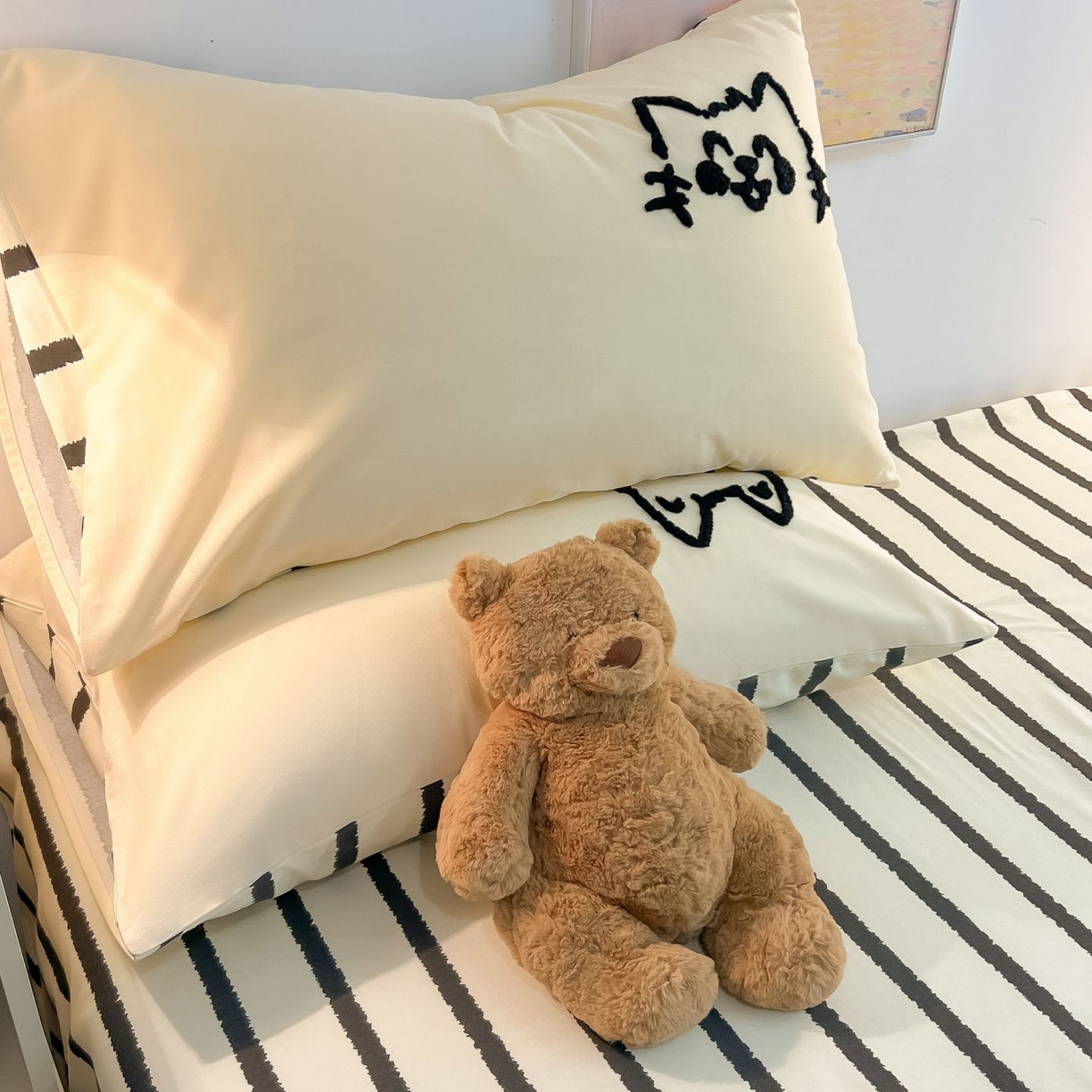 91家纺网 家纺一手货源 找家纺 （总）多乐家纺 2025新款卡通全棉磨毛毛巾绣单枕套