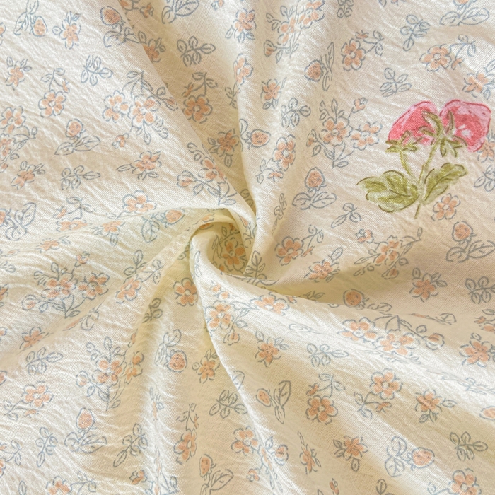 91家纺网 家纺一手货源 找家纺 夜笙家纺 2025新款110克水洗棉双层纱单床单系列 甜心草莓