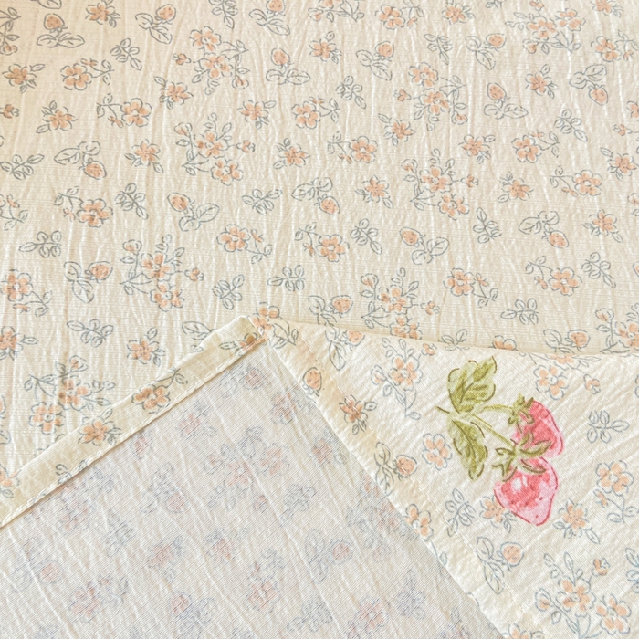 91家纺网 家纺一手货源 找家纺 夜笙家纺 2025新款110克水洗棉双层纱单床单系列 甜心草莓