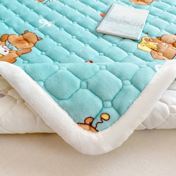 91家纺网 家纺一手货源 找家纺 优品惠 2025新款牛奶绒床垫床褥垫子床护垫冬季加绒加厚夹棉床盖 卡皮巴拉蓝