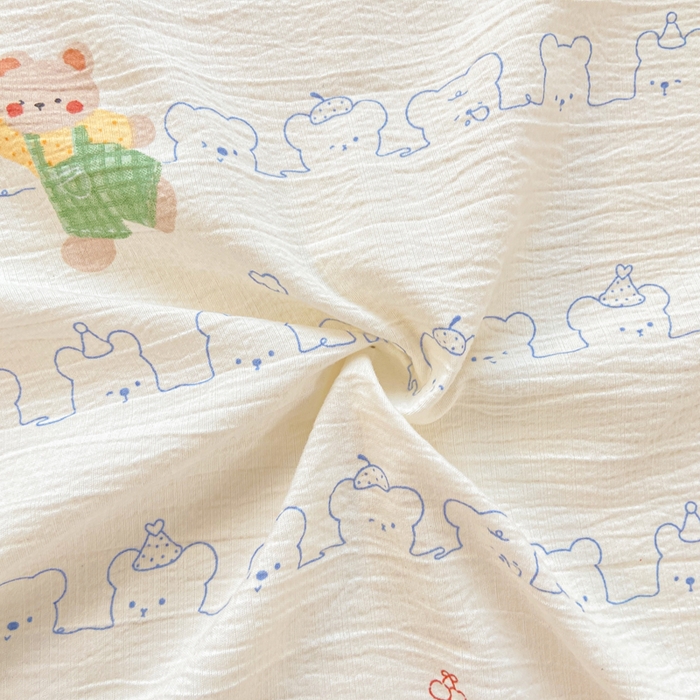 91家纺网 家纺一手货源 找家纺 夜笙家纺 2025新款110克水洗棉双层纱单床单系列 熊熊乐园