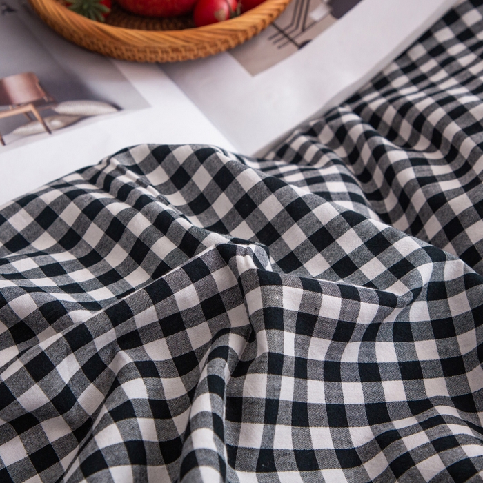 91家纺网 家纺一手货源 找家纺 千姿梦 2025新款全棉水洗棉四件套 黑小格