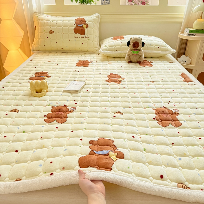 优品惠 2025新款牛奶绒床垫床褥垫子床护垫冬季加绒加厚夹棉床盖 卡皮巴拉米