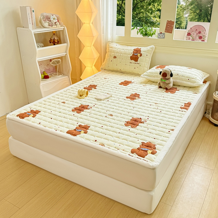 91家纺网 家纺一手货源 找家纺 优品惠 2025新款牛奶绒床垫床褥垫子床护垫冬季加绒加厚夹棉床盖 卡皮巴拉米