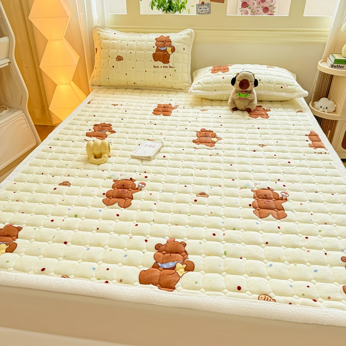 91家纺网 家纺一手货源 找家纺 优品惠 2025新款牛奶绒床垫床褥垫子床护垫冬季加绒加厚夹棉床盖 卡皮巴拉米