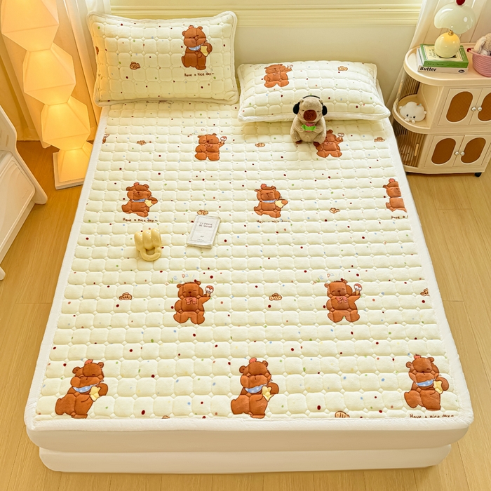 91家纺网 家纺一手货源 找家纺 优品惠 2025新款牛奶绒床垫床褥垫子床护垫冬季加绒加厚夹棉床盖 卡皮巴拉米