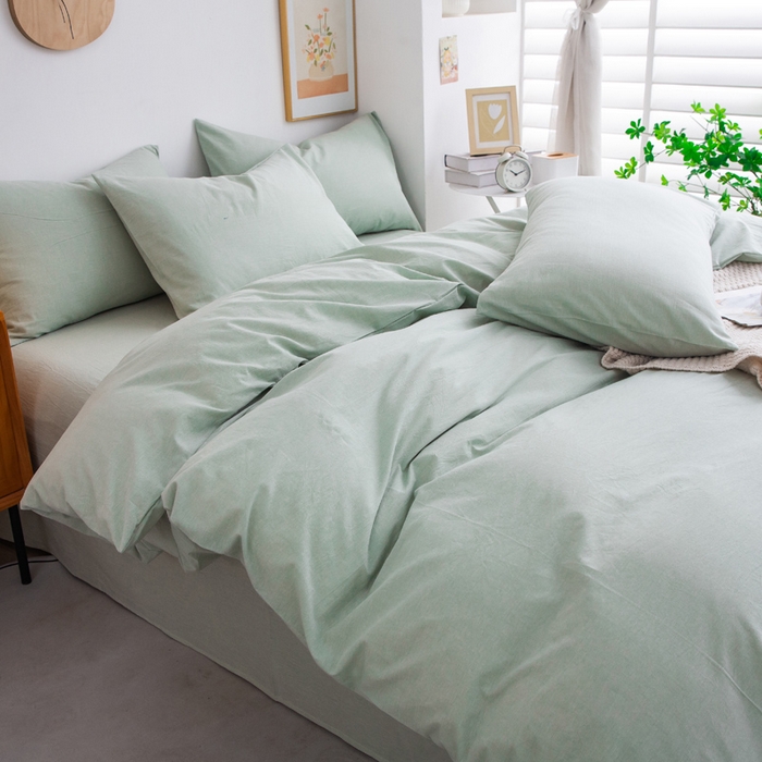 91家纺网 家纺一手货源 找家纺 千姿梦 2025新款全棉水洗棉四件套 果绿