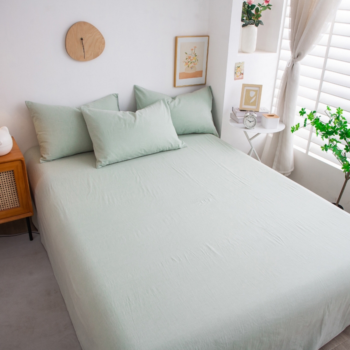 91家纺网 家纺一手货源 找家纺 千姿梦 2025新款全棉水洗棉四件套 果绿